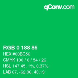 Color code: RGB 0 188 86 | qconv.com