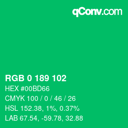 Color code: RGB 0 189 102 | qconv.com
