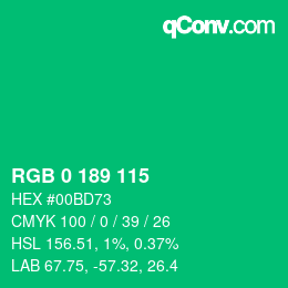 Color code: RGB 0 189 115 | qconv.com