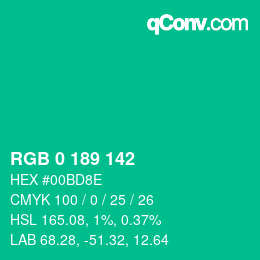 Color code: RGB 0 189 142 | qconv.com