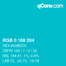 カラーコード: RGB 0 189 204 | qconv.com