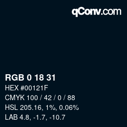 Color code: RGB 0 18 31 | qconv.com