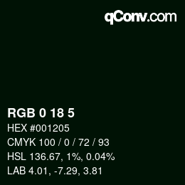Color code: RGB 0 18 5 | qconv.com
