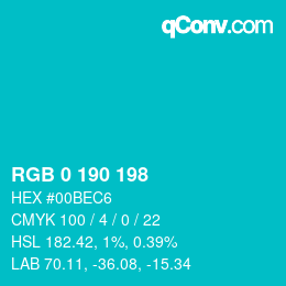 Color code: RGB 0 190 198 | qconv.com