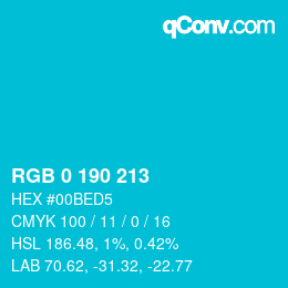 Color code: RGB 0 190 213 | qconv.com