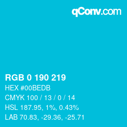 Color code: RGB 0 190 219 | qconv.com