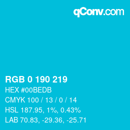 Color code: RGB 0 190 219 | qconv.com