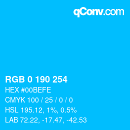 Color code: RGB 0 190 254 | qconv.com