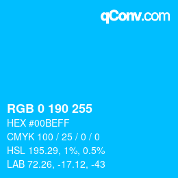 カラーコード: RGB 0 190 255 | qconv.com