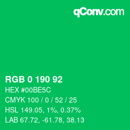 Color code: RGB 0 190 92 | qconv.com