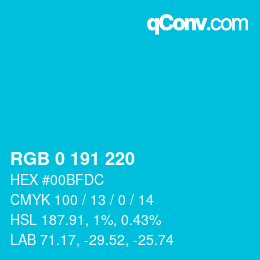 Color code: RGB 0 191 220 | qconv.com