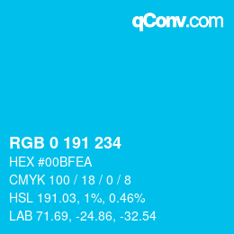 Color code: RGB 0 191 234 | qconv.com