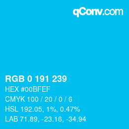 Color code: RGB 0 191 239 | qconv.com