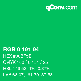 Color code: RGB 0 191 94 | qconv.com