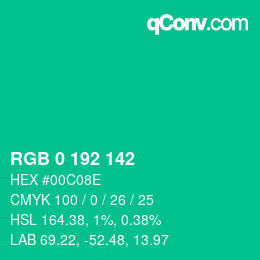 Color code: RGB 0 192 142 | qconv.com