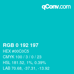 Color code: RGB 0 192 197 | qconv.com