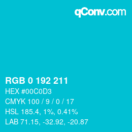 カラーコード: RGB 0 192 211 | qconv.com