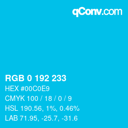 カラーコード: RGB 0 192 233 | qconv.com