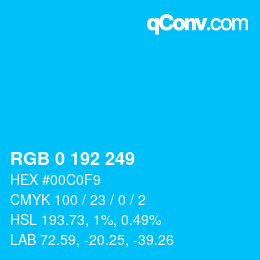 カラーコード: RGB 0 192 249 | qconv.com