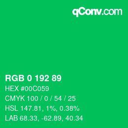 Color code: RGB 0 192 89 | qconv.com