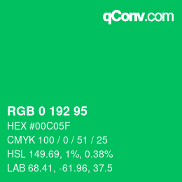 颜色代码: RGB 0 192 95 | qconv.com