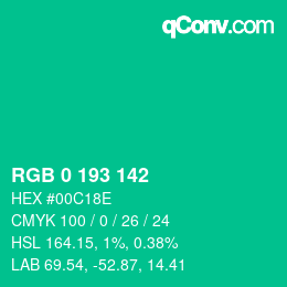 Color code: RGB 0 193 142 | qconv.com