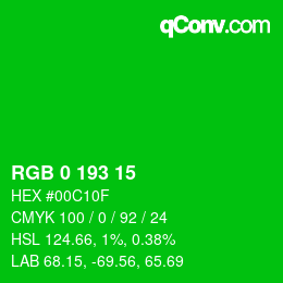 Color code: RGB 0 193 15 | qconv.com