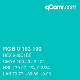 Color code: RGB 0 193 190 | qconv.com