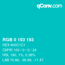 Farbcode: RGB 0 193 193 | qconv.com