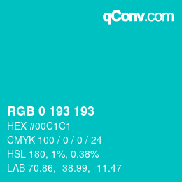 Farbcode: RGB 0 193 193 | qconv.com