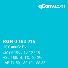 颜色代码: RGB 0 193 215 | qconv.com