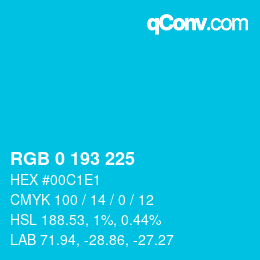 Color code: RGB 0 193 225 | qconv.com