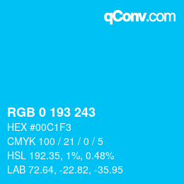 Color code: RGB 0 193 243 | qconv.com