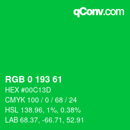 Color code: RGB 0 193 61 | qconv.com