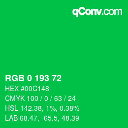 Color code: RGB 0 193 72 | qconv.com