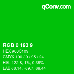 Color code: RGB 0 193 9 | qconv.com