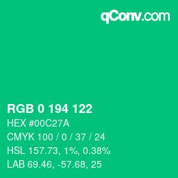 颜色代码: RGB 0 194 122 | qconv.com