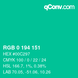 Color code: RGB 0 194 151 | qconv.com
