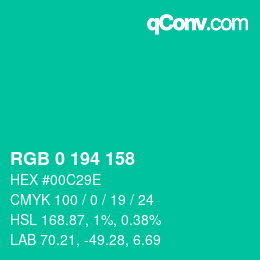 颜色代码: RGB 0 194 158 | qconv.com