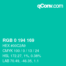 Color code: RGB 0 194 169 | qconv.com