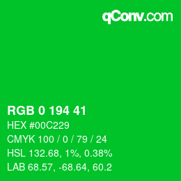 Color code: RGB 0 194 41 | qconv.com
