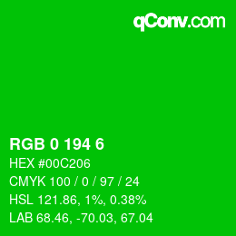 Color code: RGB 0 194 6 | qconv.com