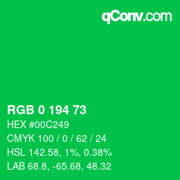 颜色代码: RGB 0 194 73 | qconv.com