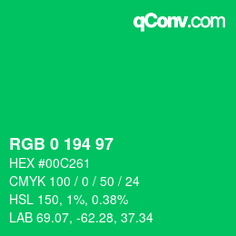 Color code: RGB 0 194 97 | qconv.com