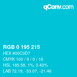 颜色代码: RGB 0 195 215 | qconv.com