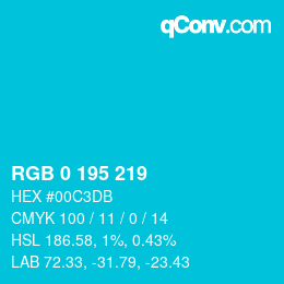 Color code: RGB 0 195 219 | qconv.com