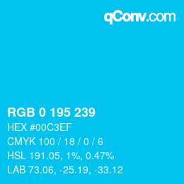 Color code: RGB 0 195 239 | qconv.com