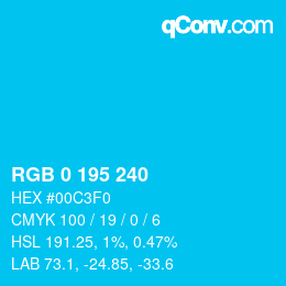 Código de color: RGB 0 195 240 | qconv.com