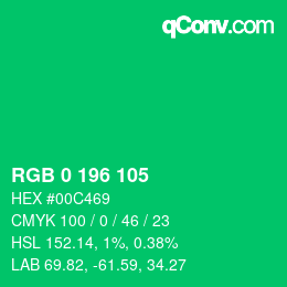 カラーコード: RGB 0 196 105 | qconv.com