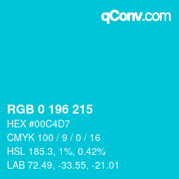 颜色代码: RGB 0 196 215 | qconv.com